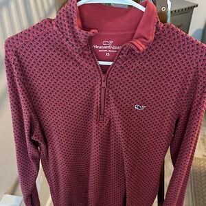 Vineyard Vines Maroon/red Patterned Cotton Zip-Up